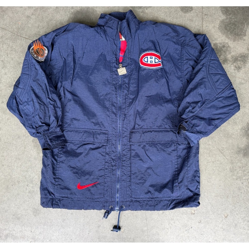VTG Nike Team Sports Montreal Canadiens Kids Youth Sz M (10/12) Blue Jacket